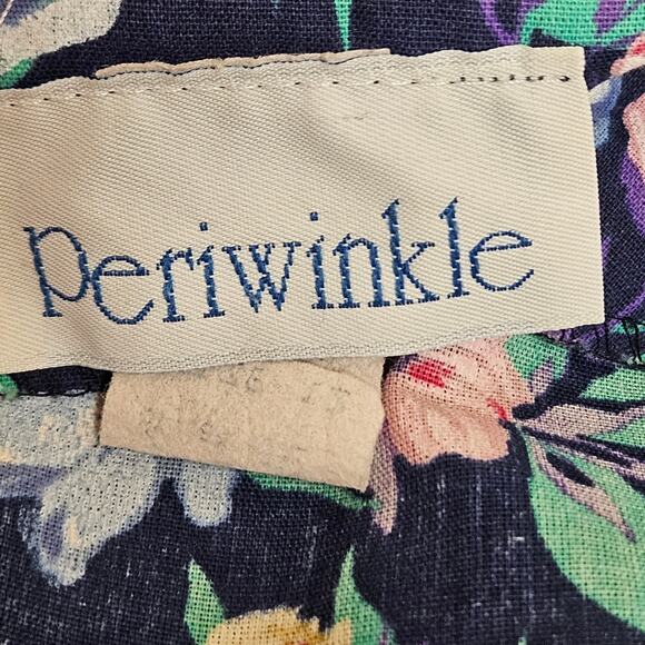 Periwinkle Vintage 80s/90s Navy Blue Floral Skirt Set Made In U.S.A. Size 12 - Picture 9 of 11